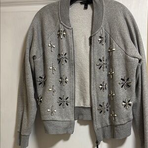 Banana Republic Gray Sweatshirt with Jewel Accents